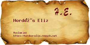 Hordós Eliz névjegykártya